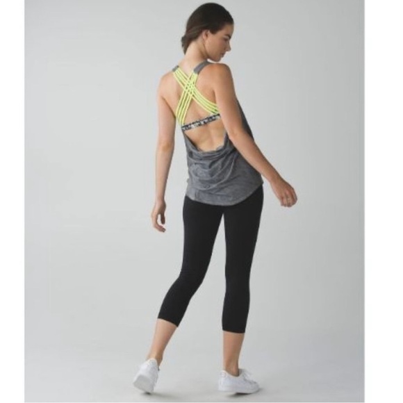 LULULEMON Gray/Yellow Strappy Wild Tank Top sz 4 - Picture 1 of 14